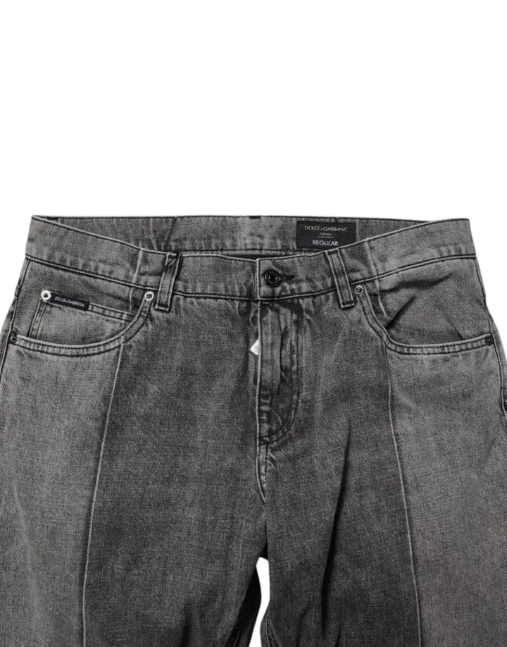 Dolce &amp; Gabbana Two Tone Gray Cotton Denim Jeans