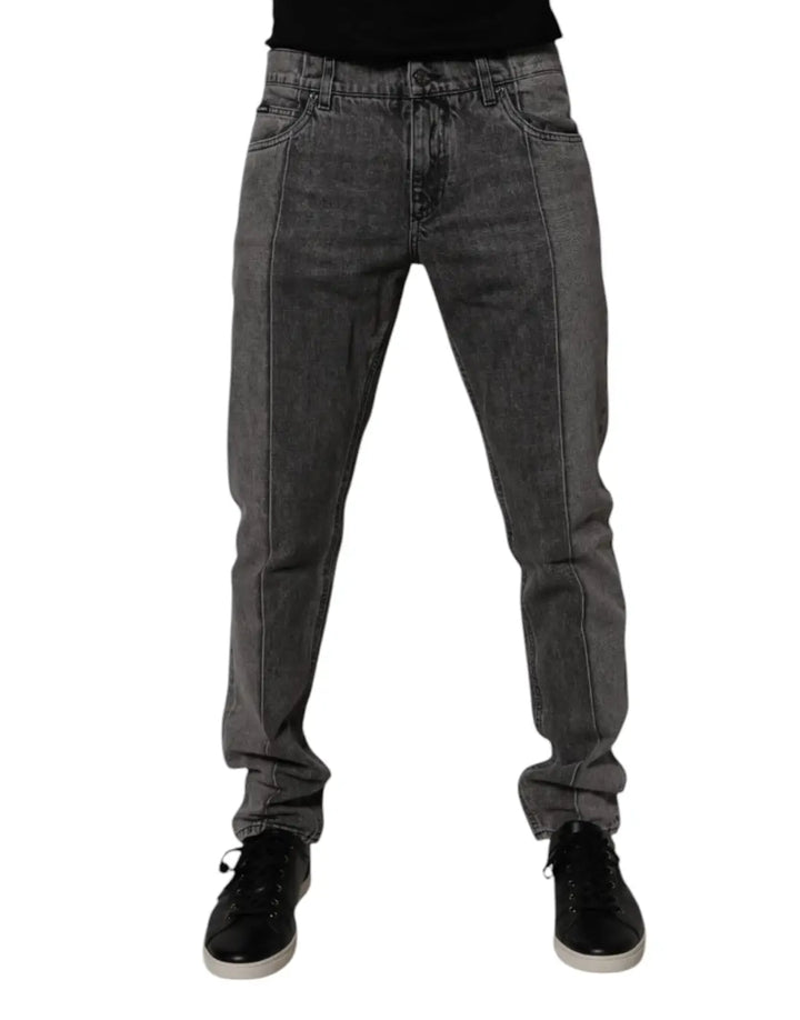 Dolce &amp; Gabbana Two Tone Gray Cotton Denim Jeans