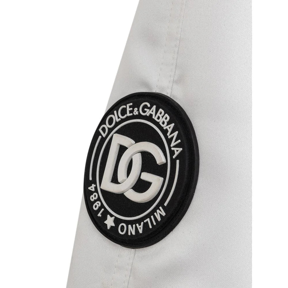 Dolce Gabbana Varsity Bomber with Embroidered Logo and Striped Trim &