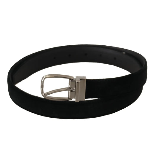 Dolce Gabbana Velvet Belt with Eye Catching Metal Logo Buckle &