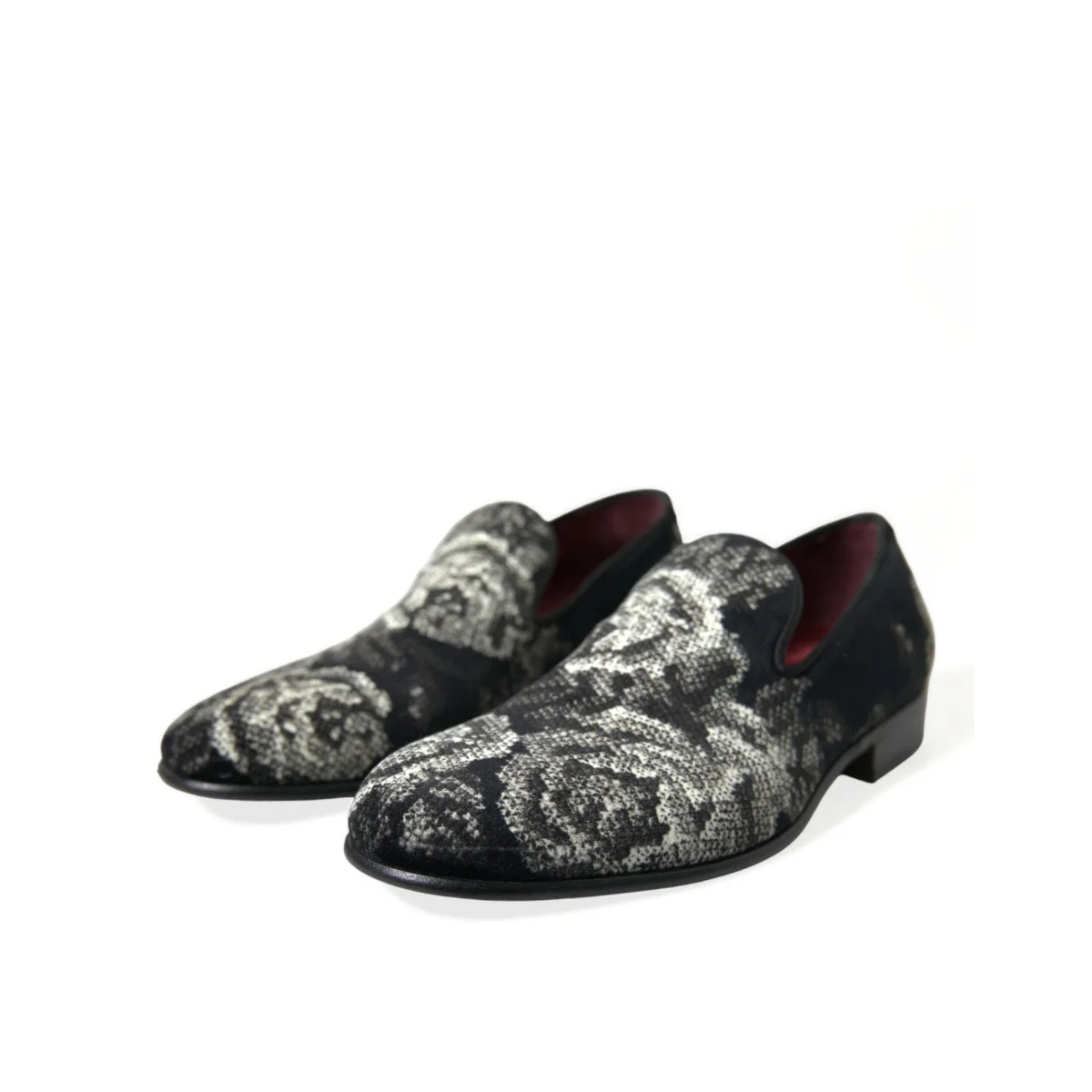 Dolce Gabbana Velvet Floral Slippers with Leather Outer Sole &