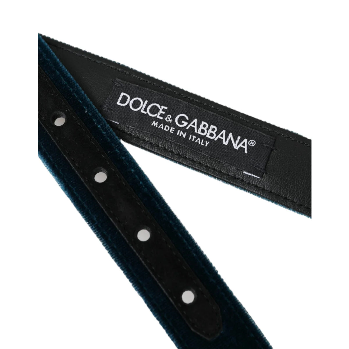 Dolce Gabbana Velvet Leather Dress Belt with Statement Metal Buckle &