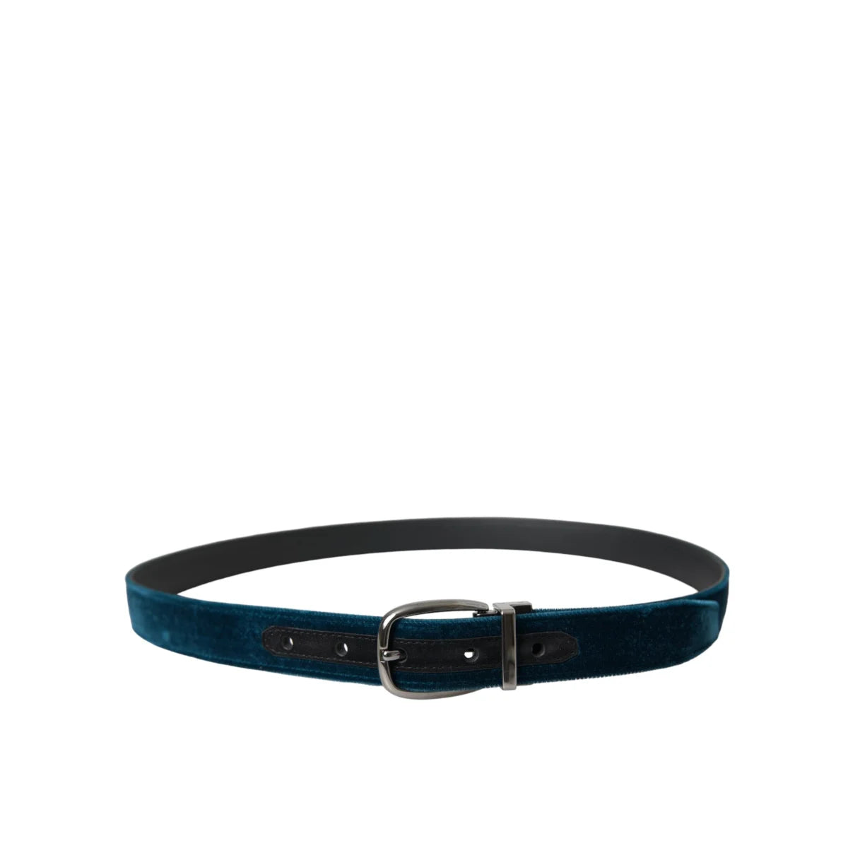 Dolce Gabbana Velvet Leather Dress Belt with Statement Metal Buckle &