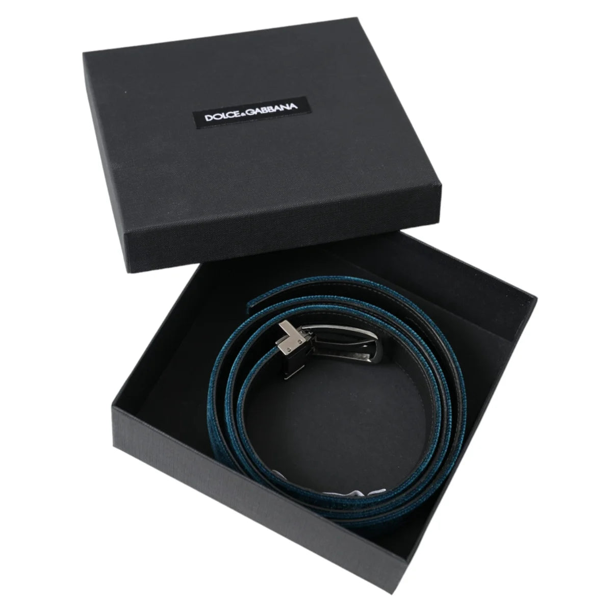 Dolce Gabbana Velvet Leather Dress Belt with Statement Metal Buckle &