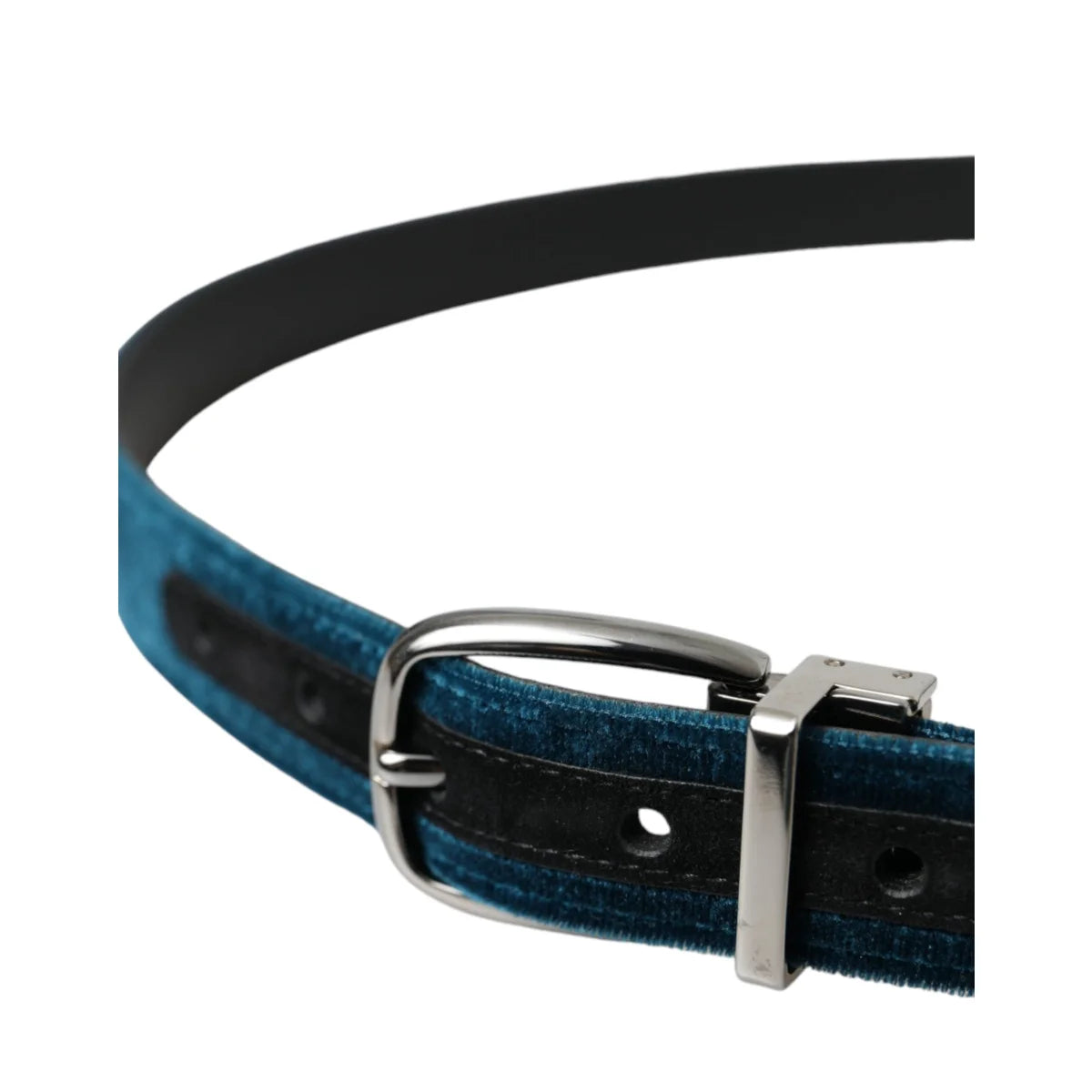 Dolce Gabbana Velvet Leather Dress Belt with Statement Metal Buckle &