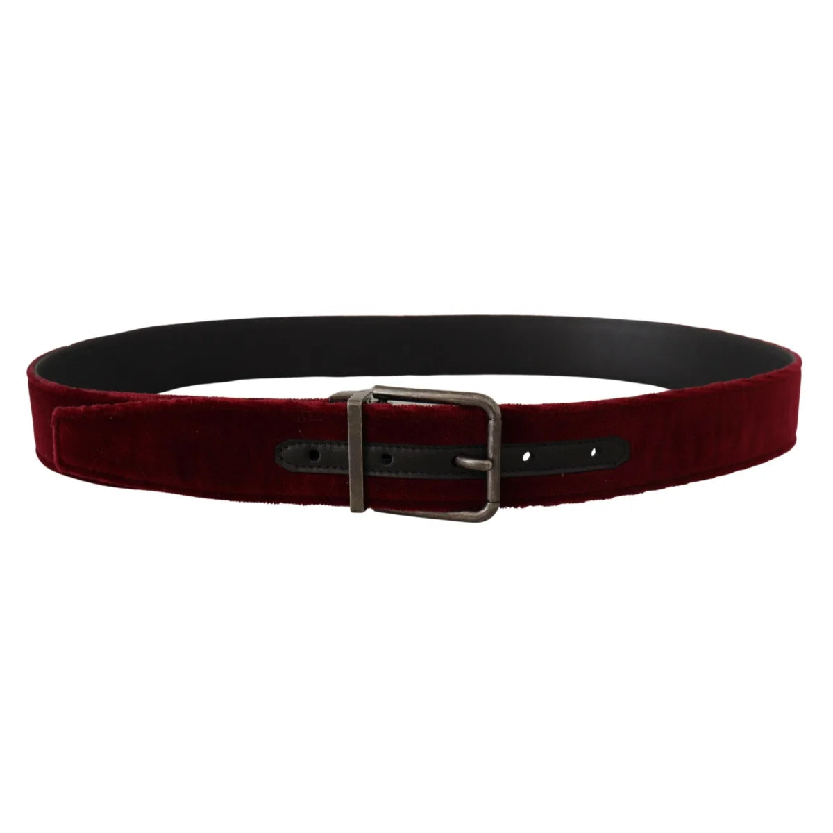 Dolce & Gabbana Velvet Maroon Statement Belt with Vintage Buckle