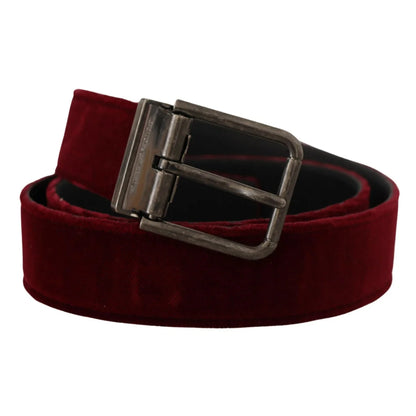 Dolce & Gabbana Velvet Maroon Statement Belt with Vintage Buckle