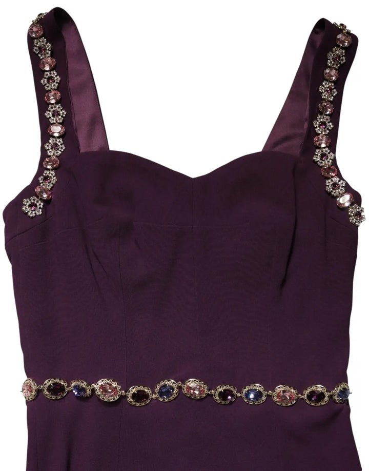 Dolce &amp; Gabbana Violet Embellished Sheath Mermaid Gown Dress