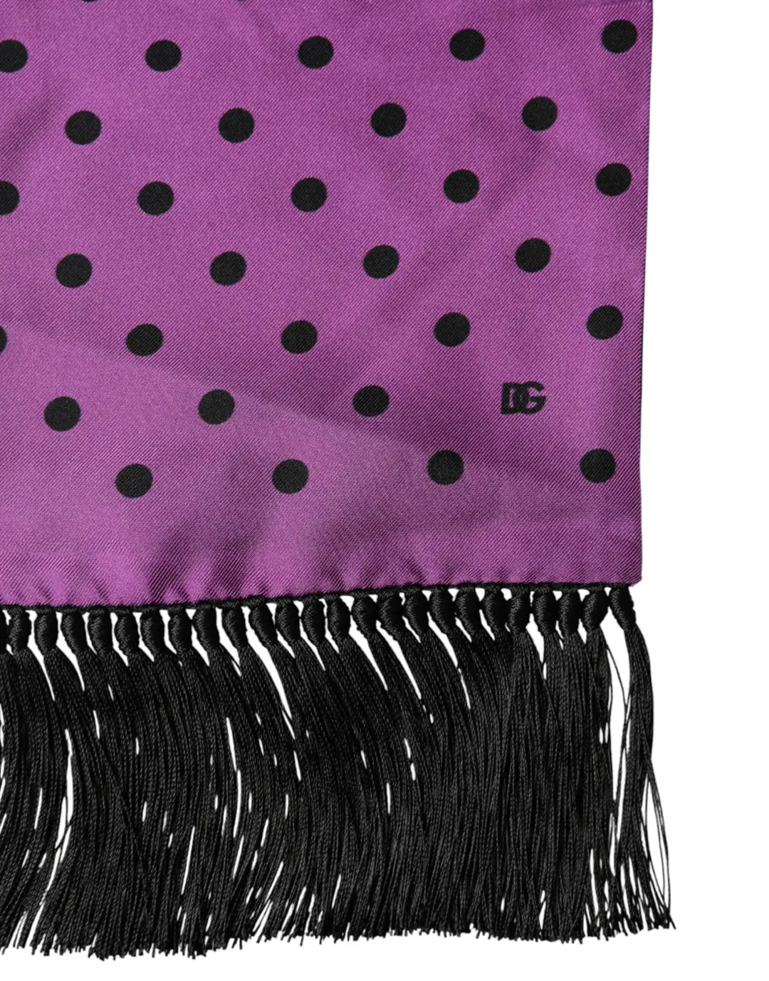 Dolce &amp; Gabbana Violet Polka Dot Fringes Neck Foulard Scarf