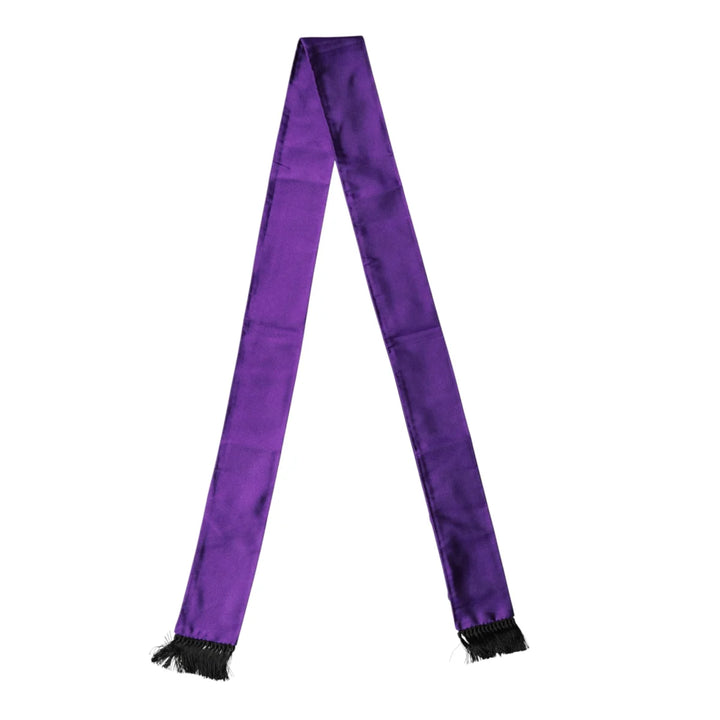 Dolce and Gabbana Violet Silk Fringes Neck Scarf with Marble Motif &