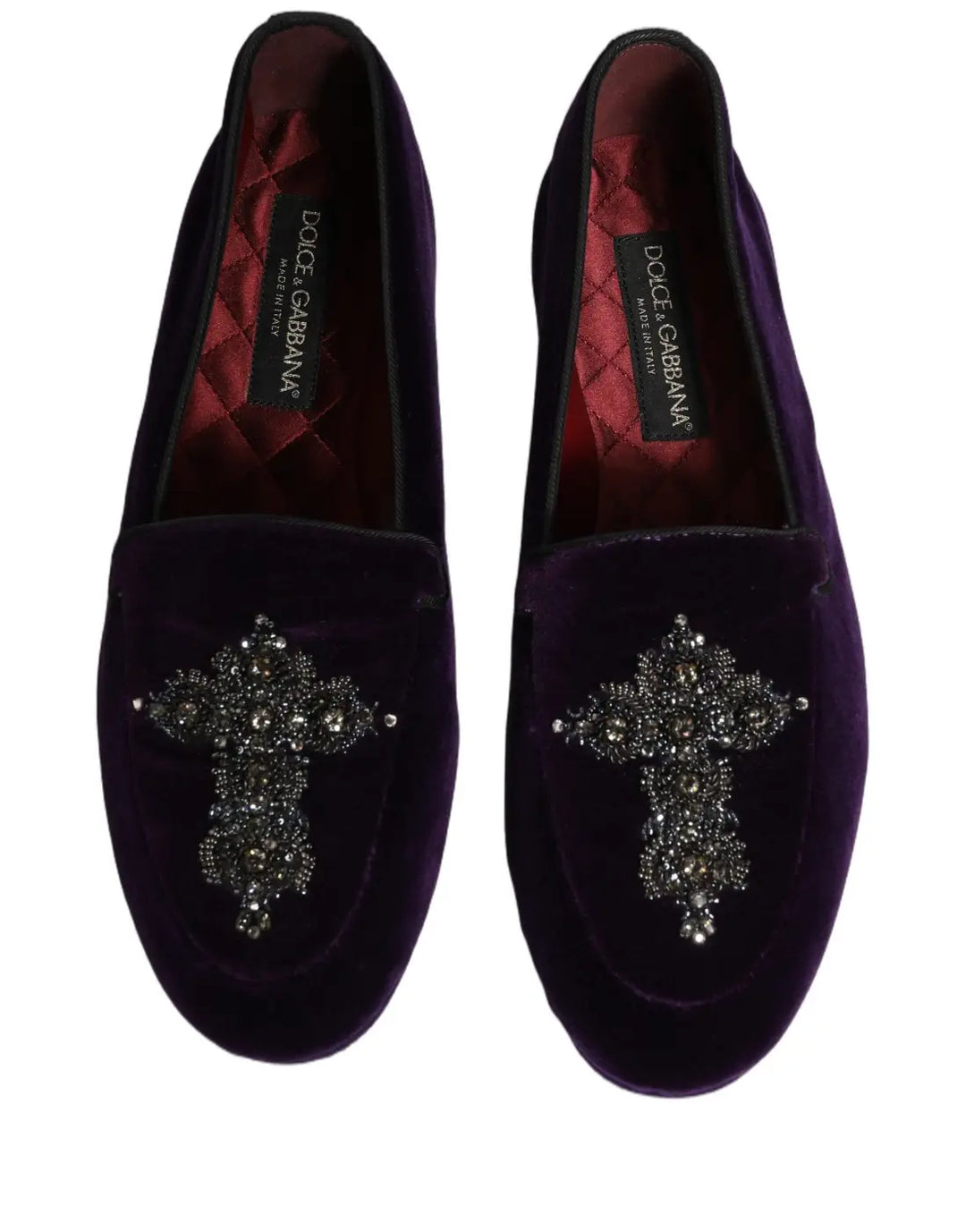 Dolce &amp; Gabbana Violet Suede Embellished Dress Loafers Shoes