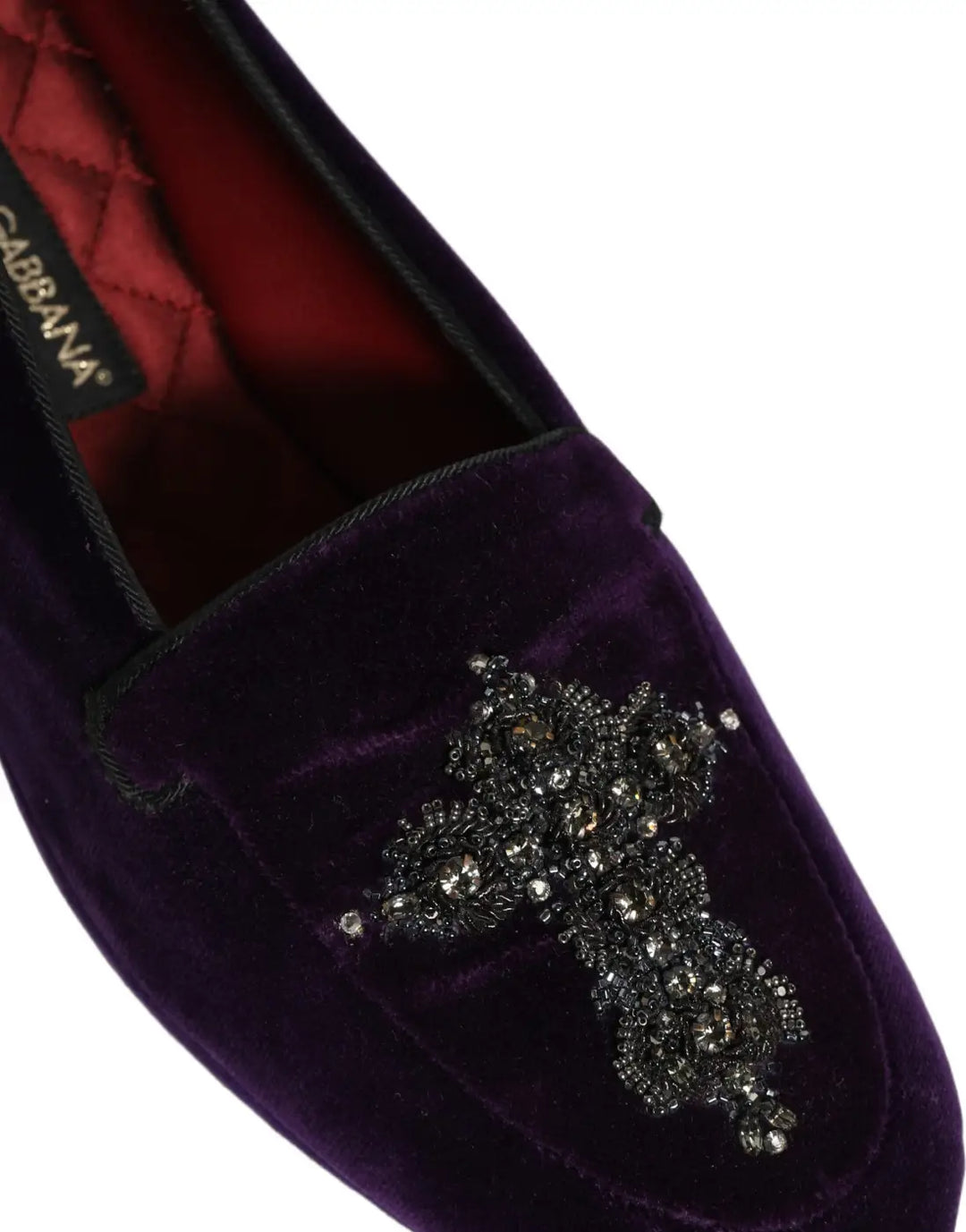 Dolce &amp; Gabbana Violet Suede Embellished Dress Loafers Shoes