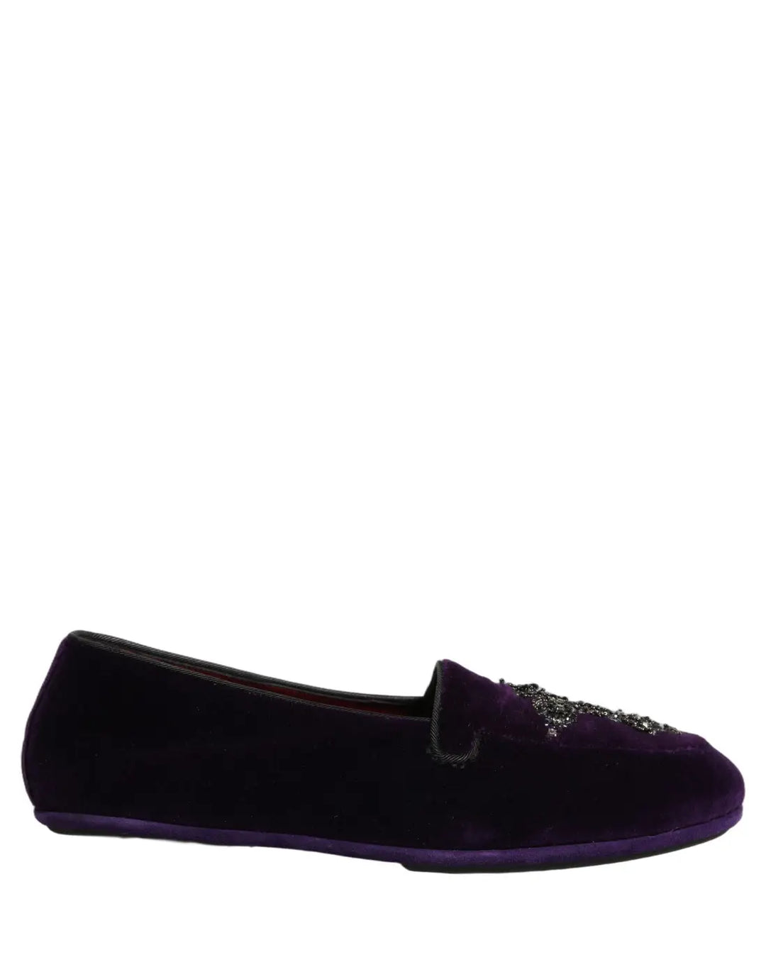 Dolce &amp; Gabbana Violet Suede Embellished Dress Loafers Shoes