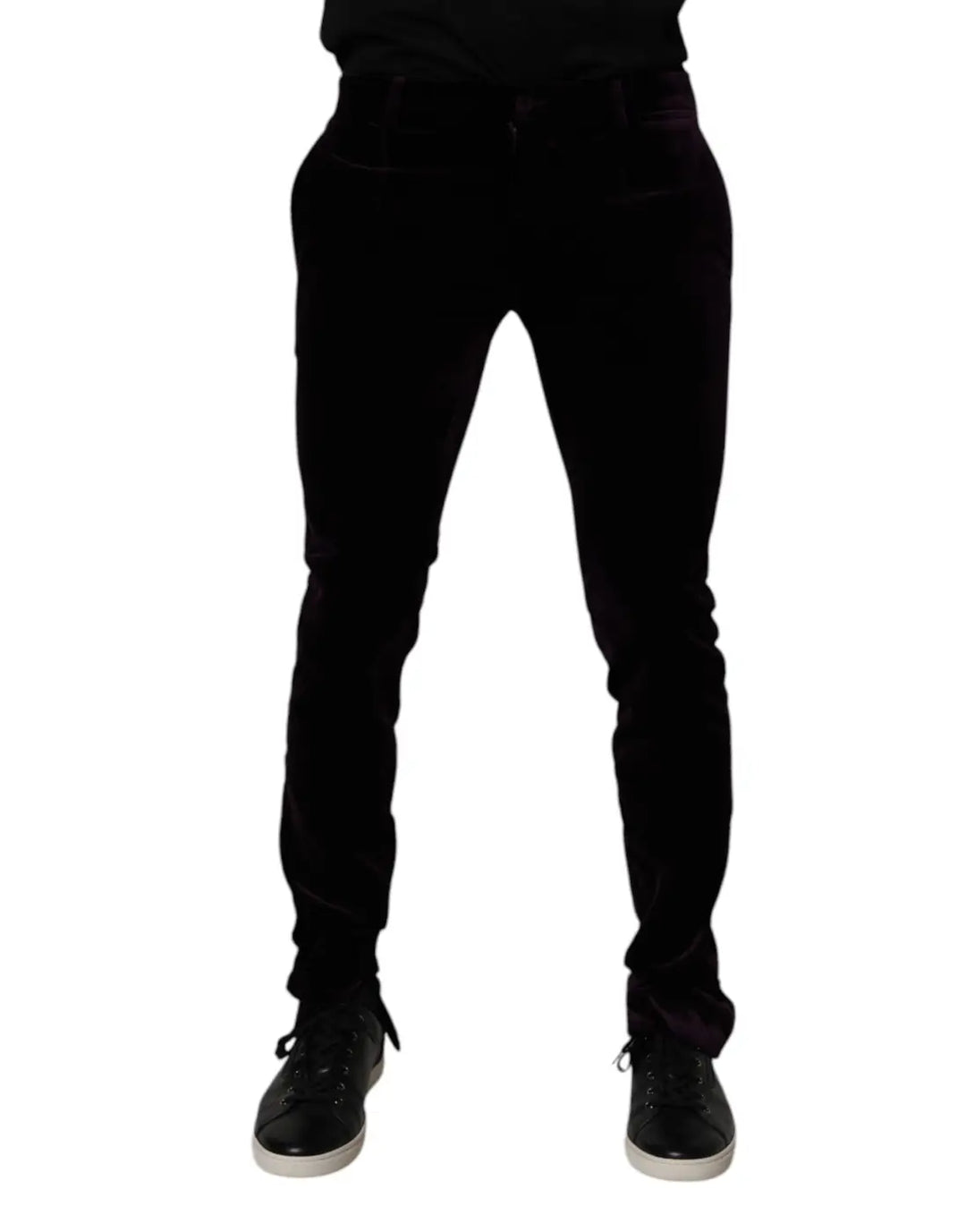 Dolce &amp; Gabbana Violet Velvet Cotton Men Dress Formal Pants