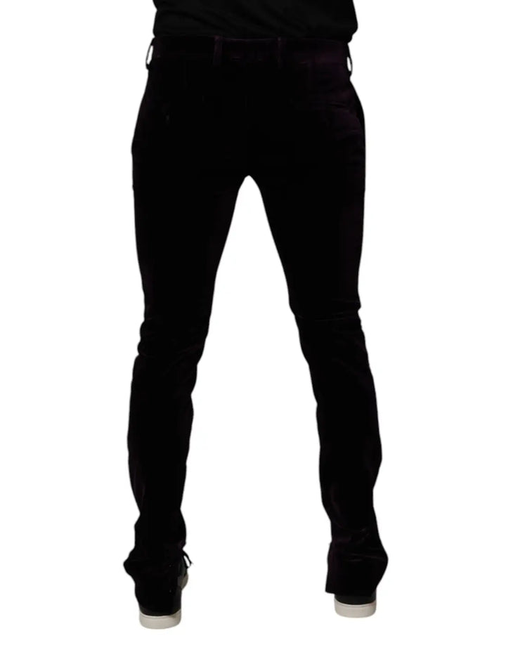 Dolce &amp; Gabbana Violet Velvet Cotton Men Dress Formal Pants
