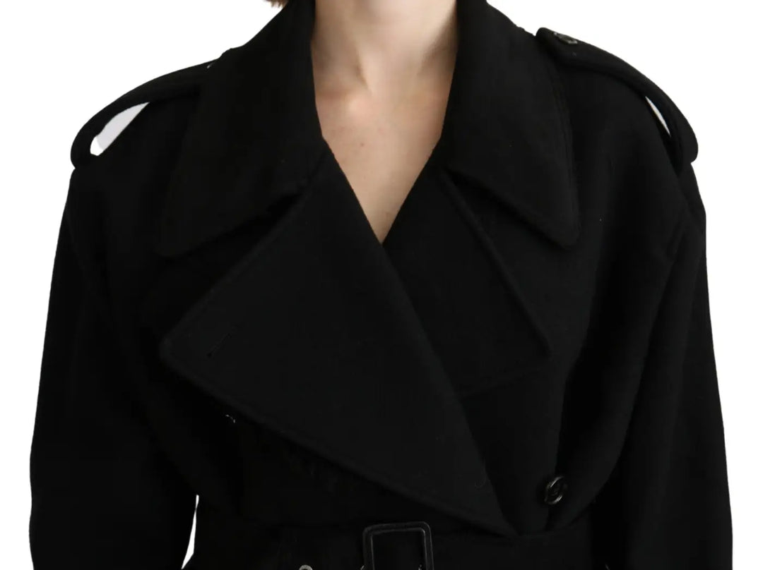 Dolce &amp; Gabbana Virgin Wool Black Blazer Trenchcoat Jacket