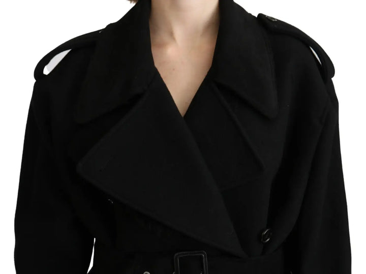 Dolce &amp; Gabbana Virgin Wool Black Blazer Trenchcoat Jacket