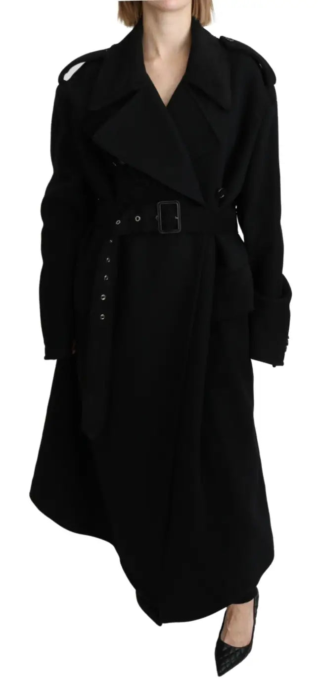 Dolce &amp; Gabbana Virgin Wool Black Blazer Trenchcoat Jacket