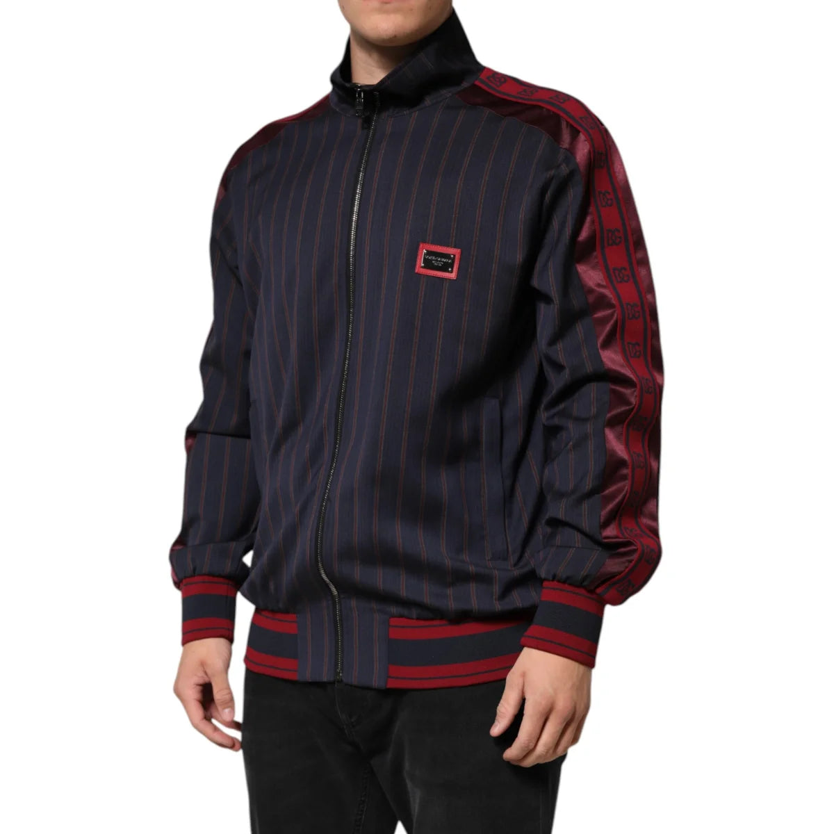 Dolce and Gabbana Virgin Wool Pinstripe Jacket Black Red &