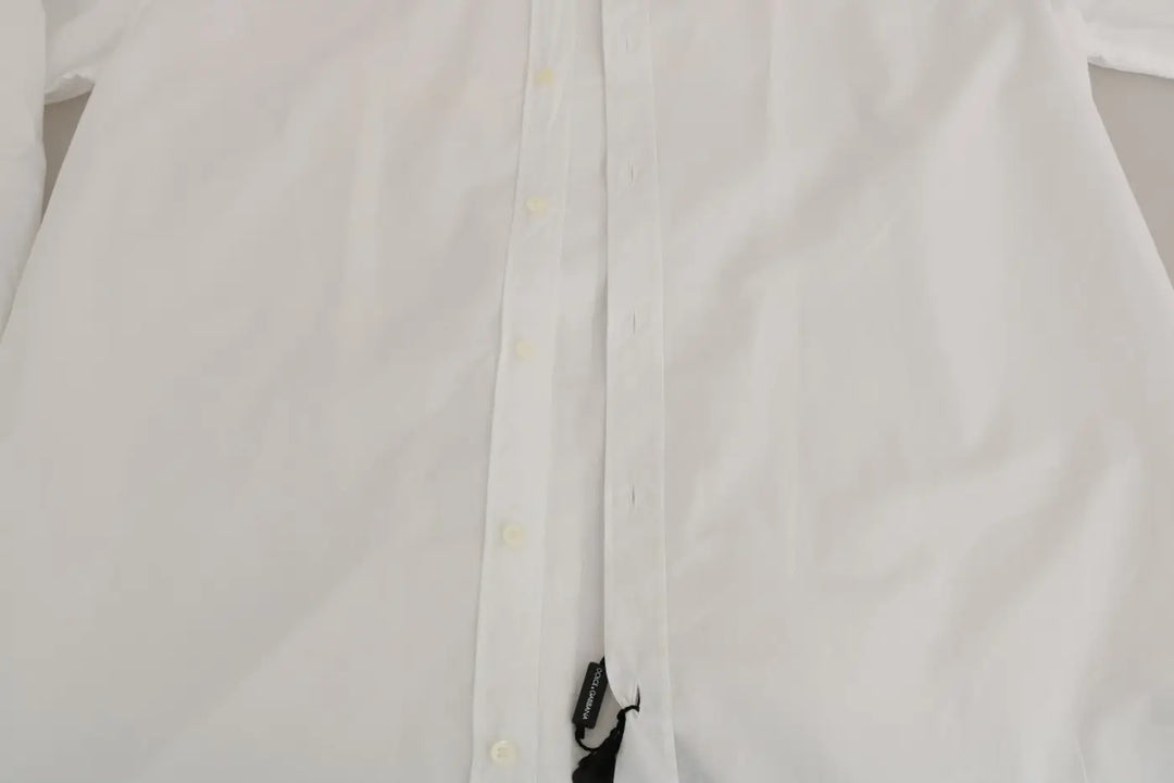 Dolce &amp; Gabbana White 100% Cotton GOLD Slim Dress Shirt