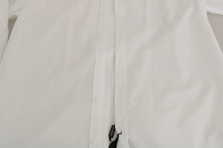 Dolce &amp; Gabbana White 100% Cotton GOLD Slim Dress Shirt