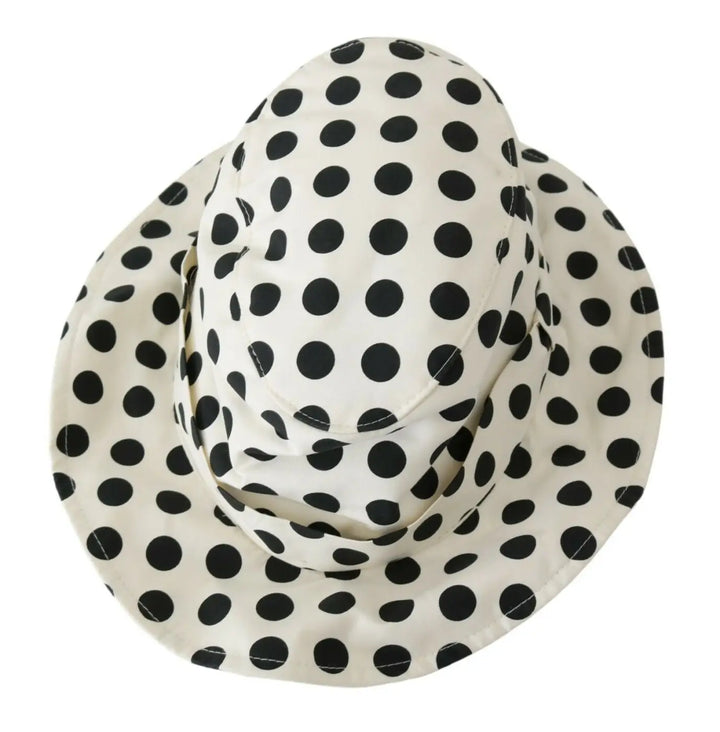Dolce &amp; Gabbana White 100% Cotton Polka Dot Design Trilby Hat