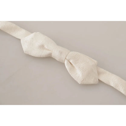 Dolce & Gabbana White 100% Silk Slim Adjustable Neck Papillon Tie