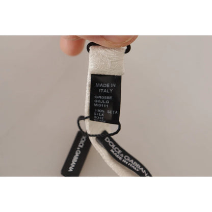Dolce & Gabbana White 100% Silk Slim Adjustable Neck Papillon Tie