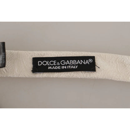 Dolce & Gabbana White 100% Silk Slim Adjustable Neck Papillon Tie