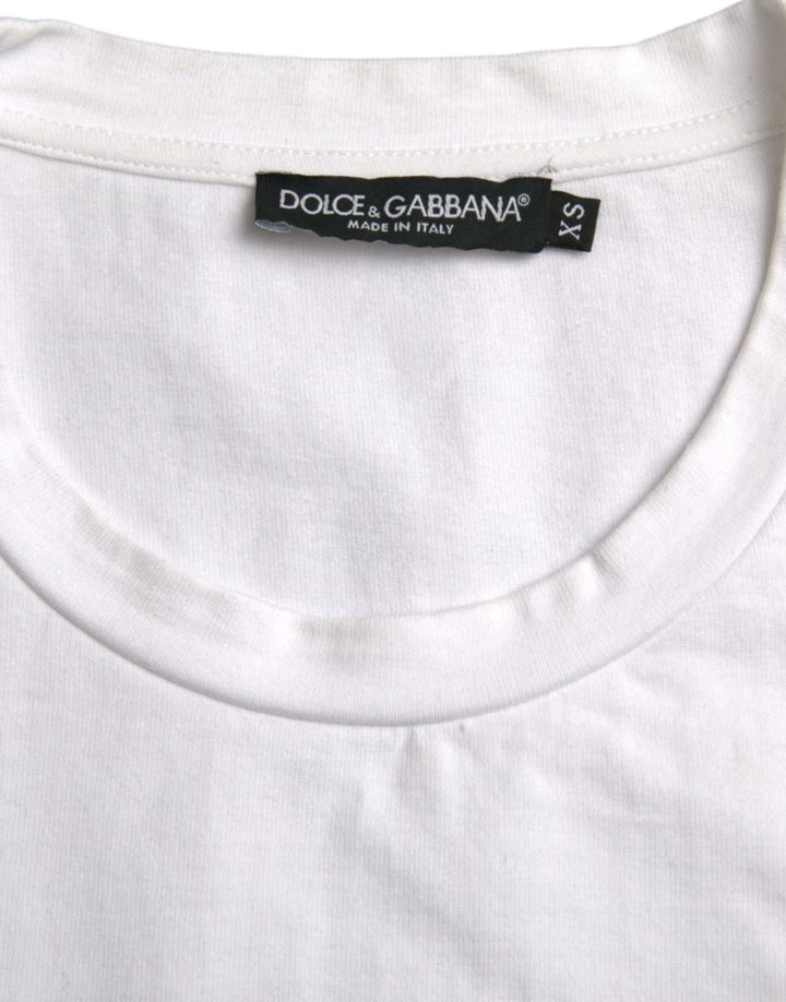 Dolce &amp; Gabbana White Amor Heart Cotton Crewneck Short Sleeve T-shirt