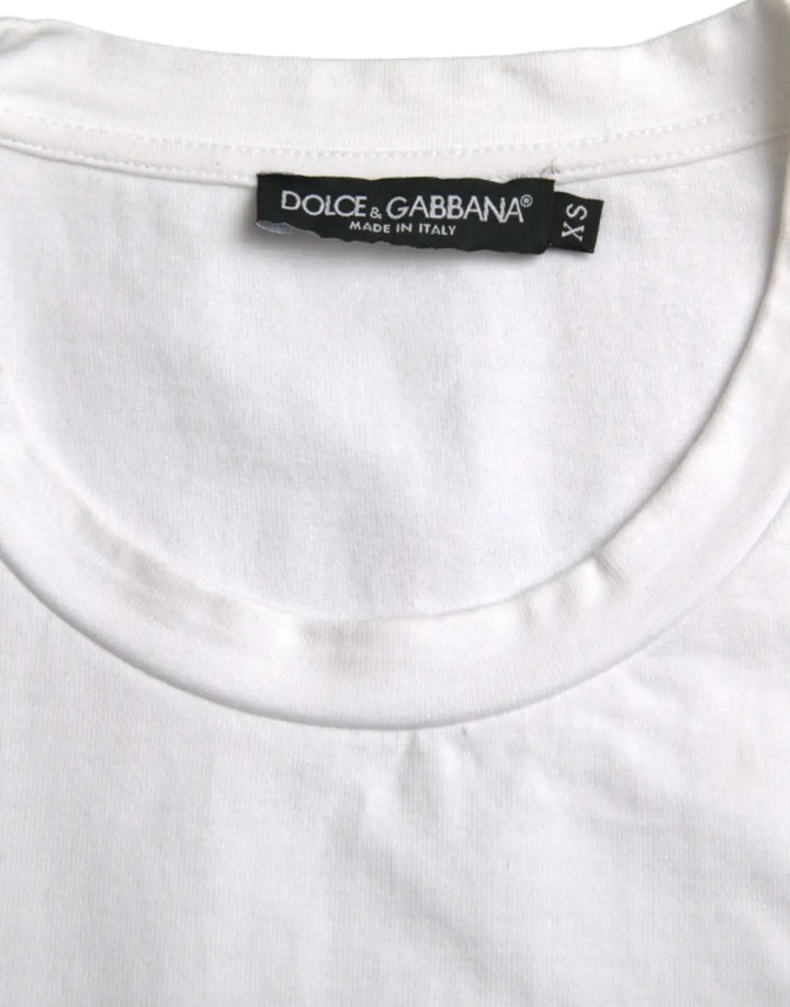 Dolce &amp; Gabbana White Amor Heart Cotton Crewneck Short Sleeve T-shirt