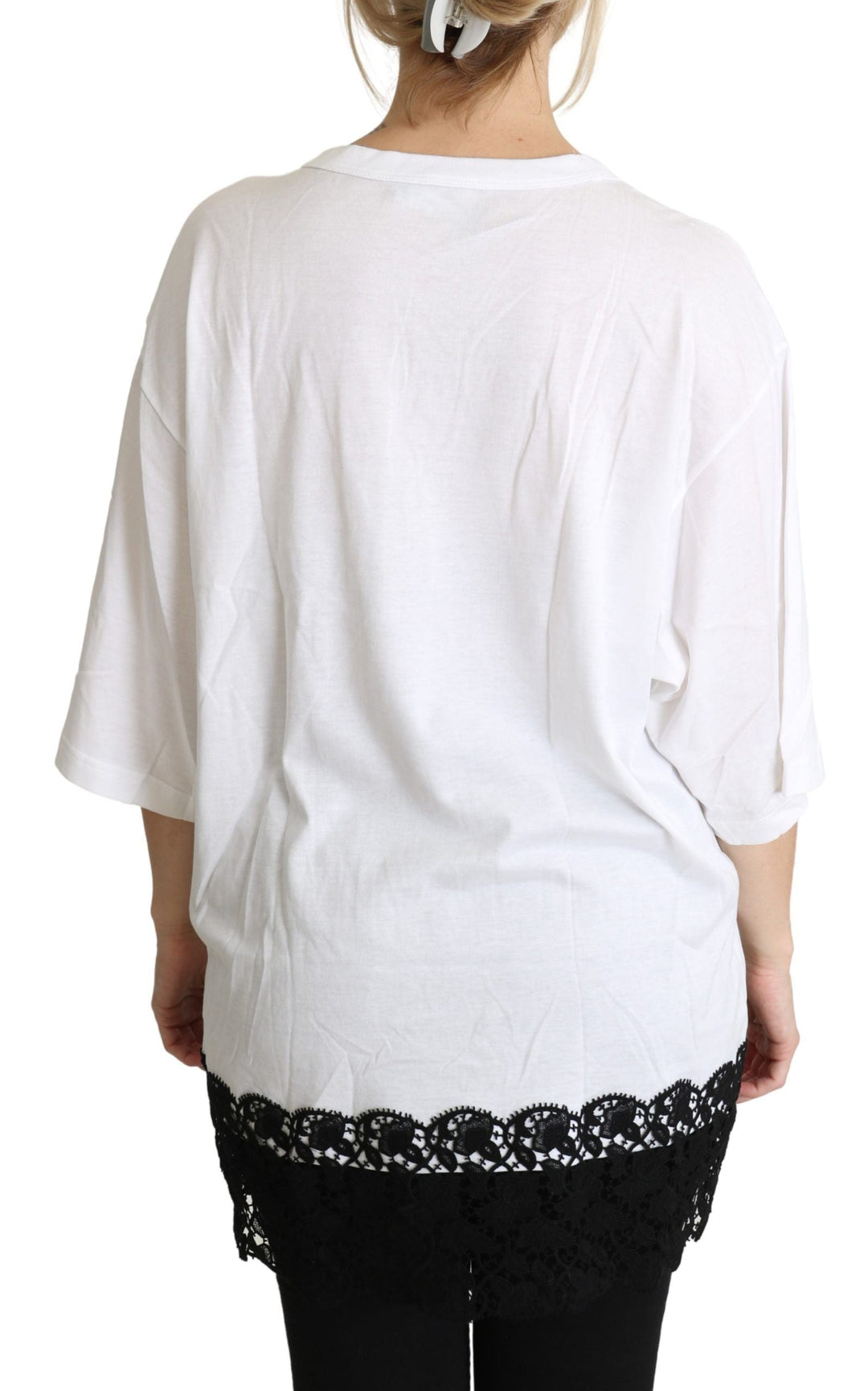 Dolce &amp; Gabbana - White Angel Print Cotton Round Neck Shirt Tops