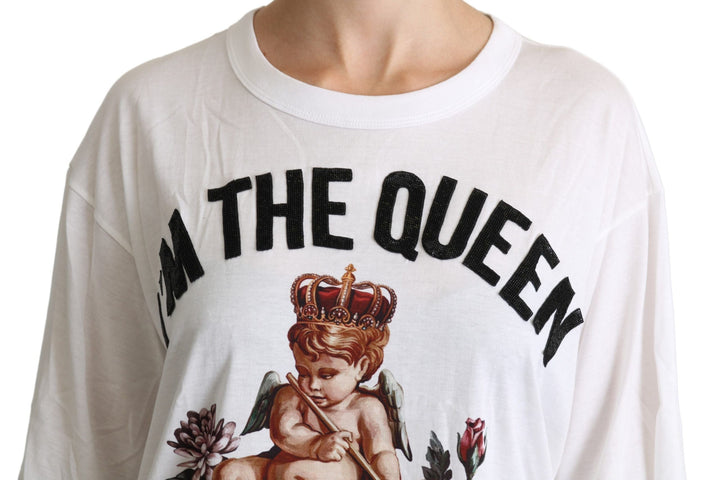 Dolce &amp; Gabbana - White Angel Print Cotton Round Neck Shirt Tops