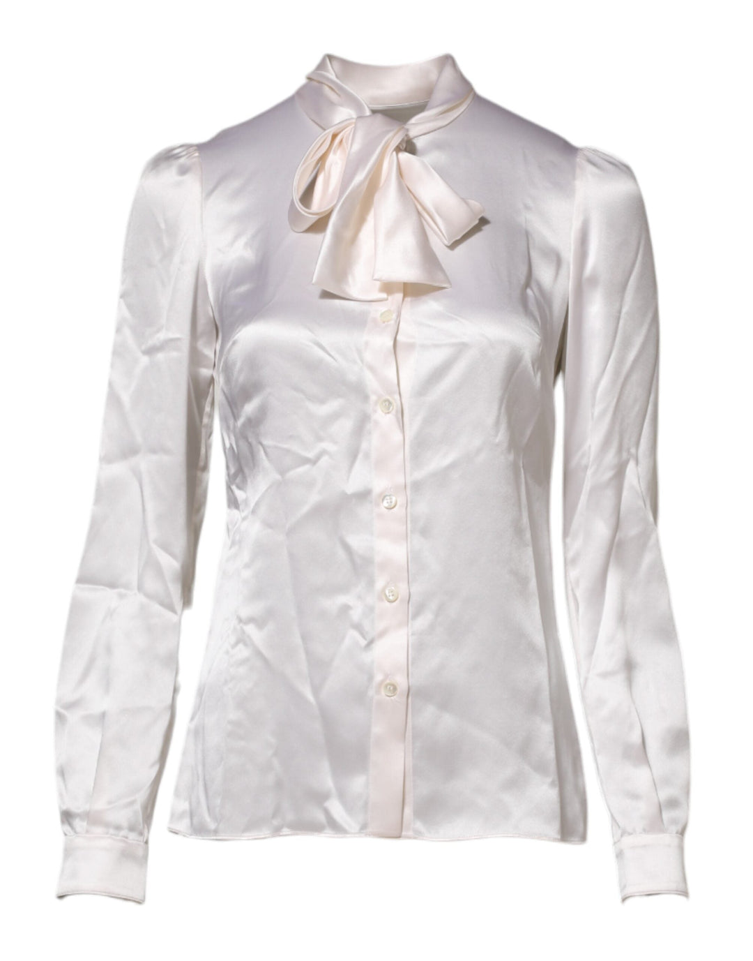 Dolce &amp; Gabbana Blouses - Women’s White Ascot Collar Long Sleeve Blouse Top
