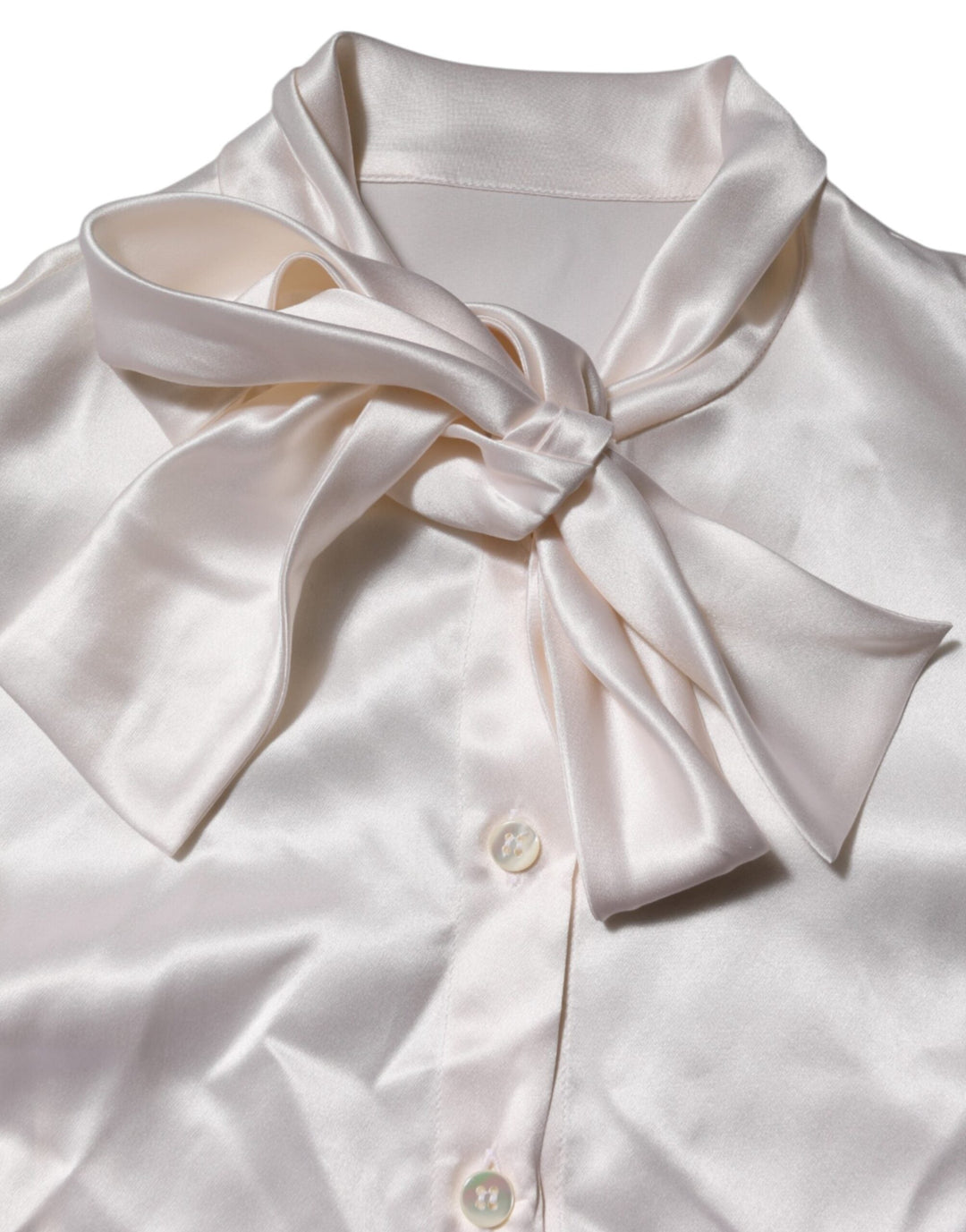 Dolce &amp; Gabbana Blouses - Women’s White Ascot Collar Long Sleeve Blouse Top