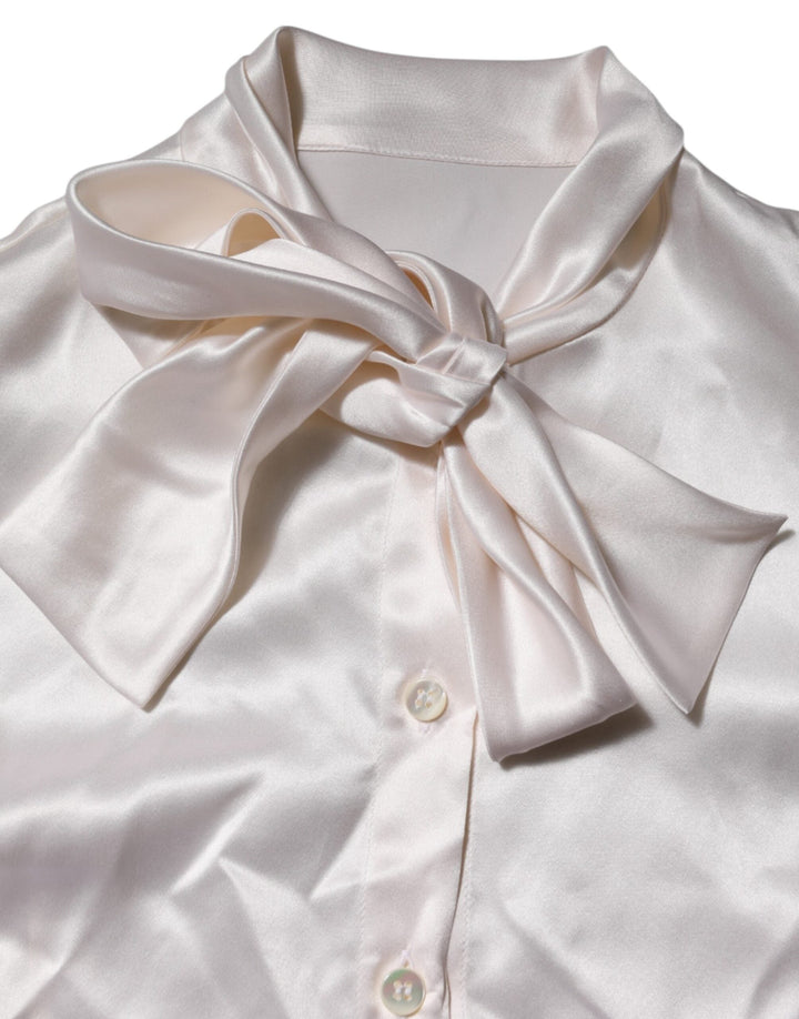 Dolce &amp; Gabbana Blouses - Women’s White Ascot Collar Long Sleeve Blouse Top
