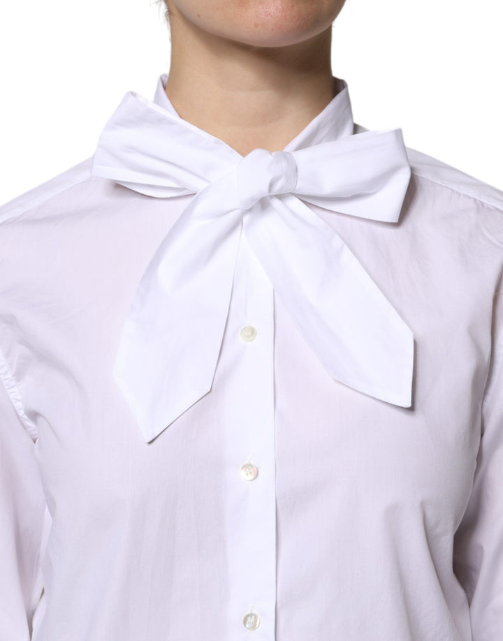 Dolce &amp; Gabbana Blouses - Women’s White Ascot Collar Long Sleeve Blouse Top