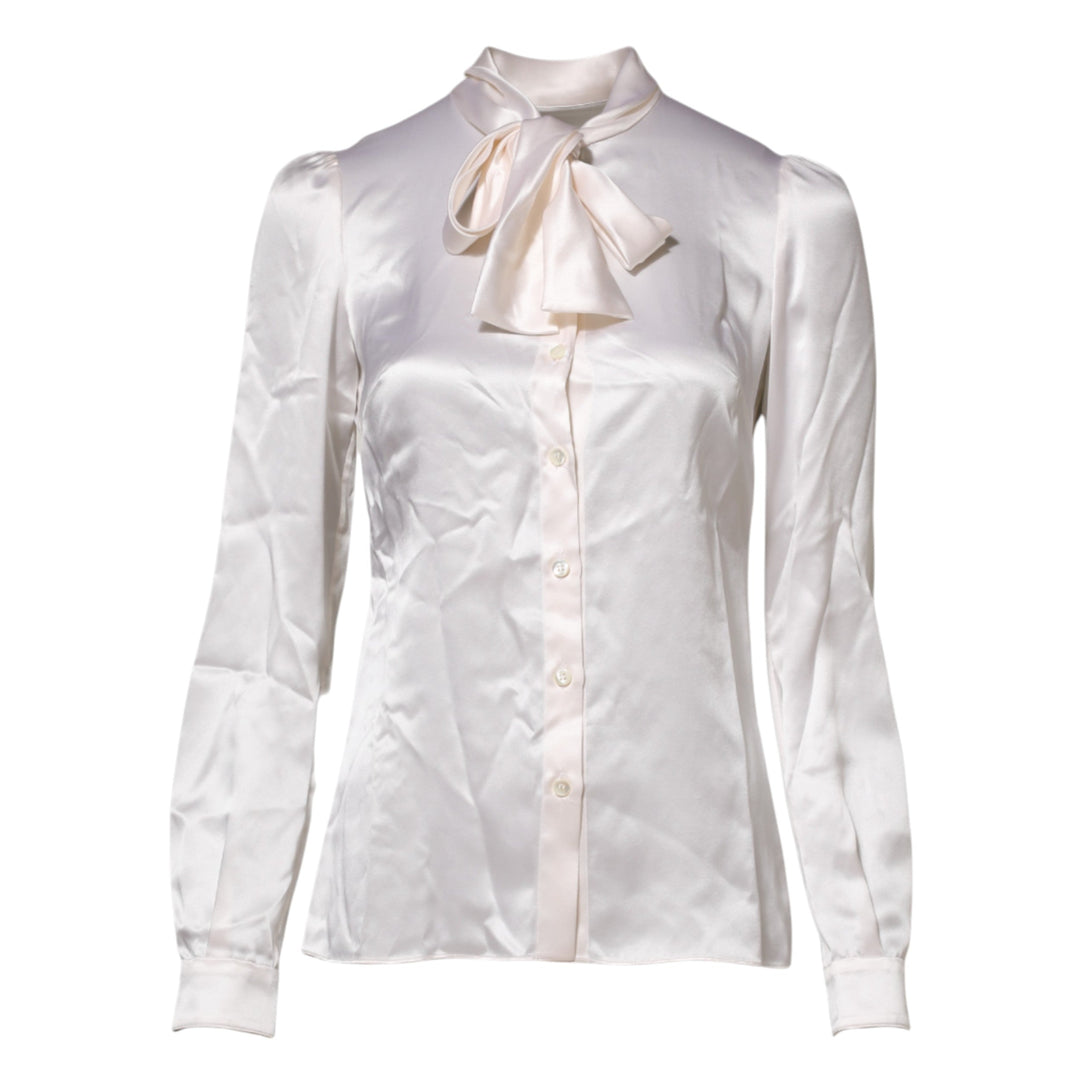 Dolce &amp; Gabbana Blouses - Women’s White Ascot Collar Long Sleeve Blouse Top