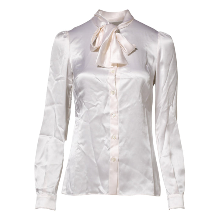Dolce &amp; Gabbana Blouses - Women’s White Ascot Collar Long Sleeve Blouse Top