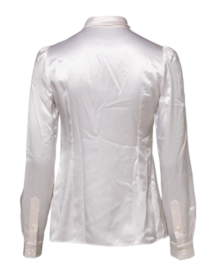 Dolce &amp; Gabbana Blouses - Women’s White Ascot Collar Long Sleeve Blouse Top