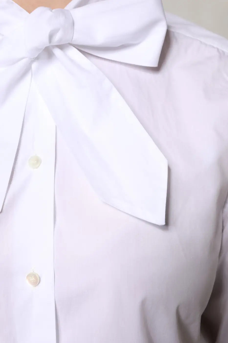 Dolce &amp; Gabbana White Ascot Collar Long Sleeve Blouse Top