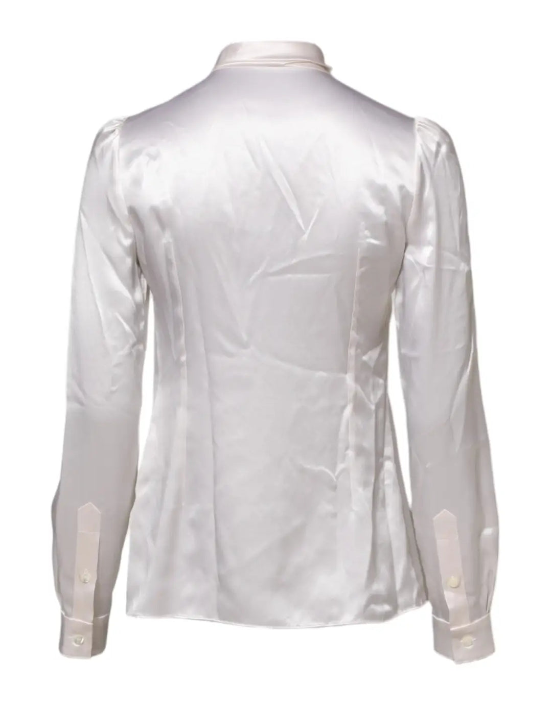 Dolce &amp; Gabbana White Ascot Collar Long Sleeve Blouse Top