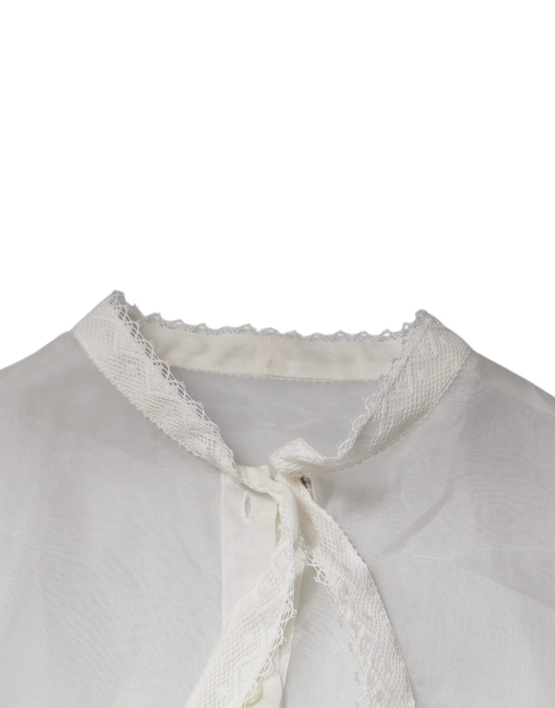 Dolce &amp; Gabbana Blouses - Women’s White Ascot Collar Long Sleeves Blouse Top