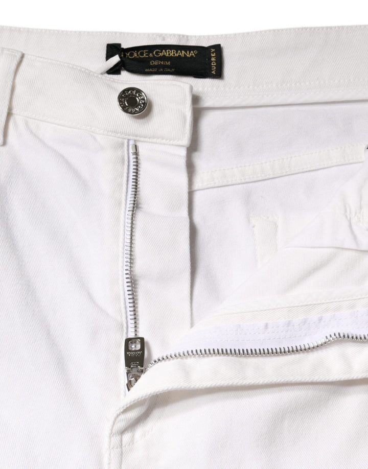 Dolce &amp; Gabbana White Audrey Cotton Logo Skinny Denim Jeans
