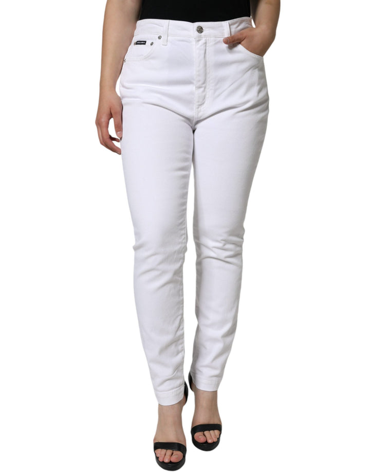 Dolce &amp; Gabbana White Audrey Cotton Logo Skinny Denim Jeans