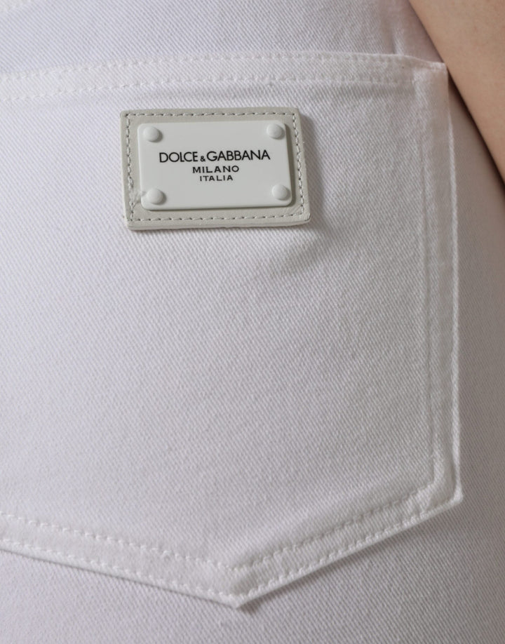Dolce &amp; Gabbana White Audrey Cotton Logo Skinny Denim Jeans