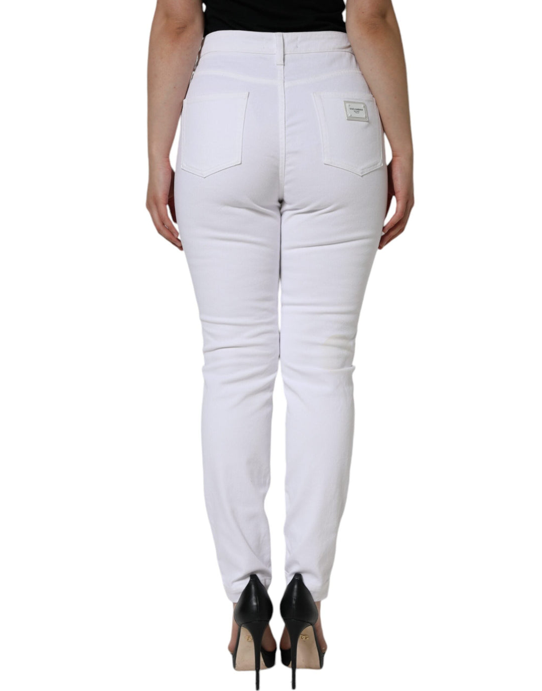 Dolce &amp; Gabbana White Audrey Cotton Logo Skinny Denim Jeans