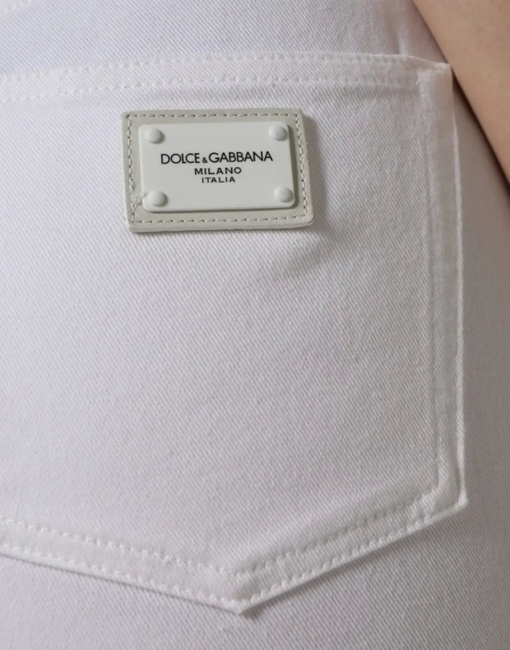 Dolce &amp; Gabbana White AUDREY Cotton Logo Skinny Denim Jeans