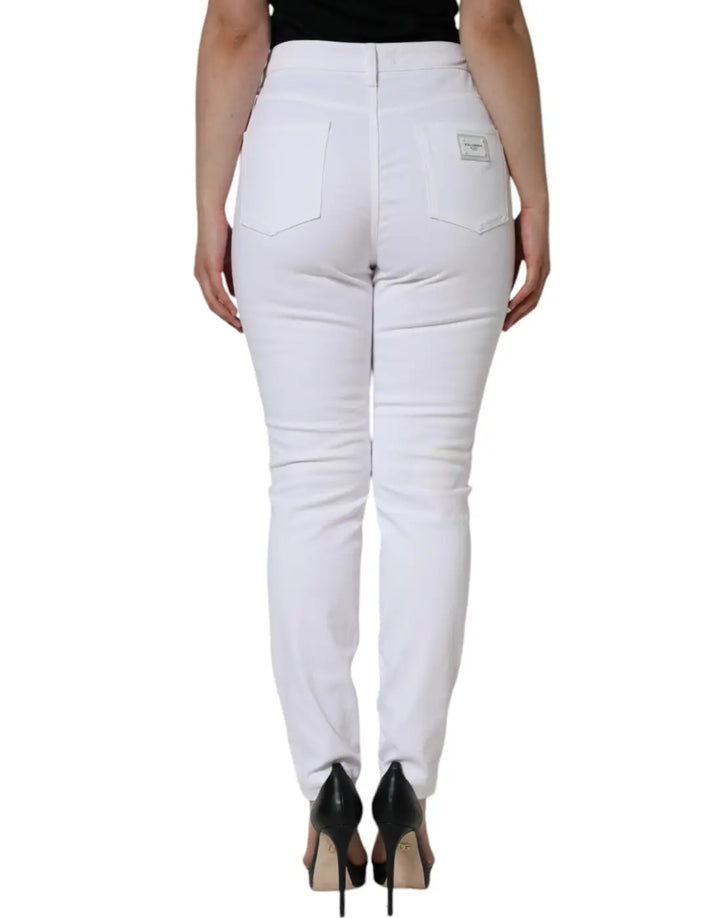 Dolce &amp; Gabbana White AUDREY Cotton Logo Skinny Denim Jeans