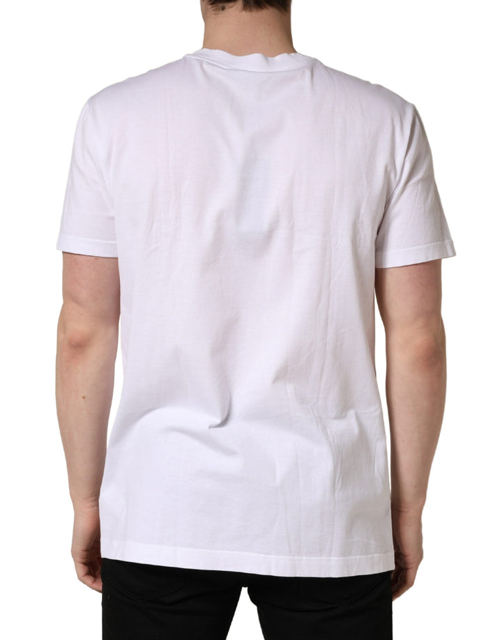 Dolce &amp; Gabbana White Barcode Cotton Crew Neck Men T-shirt